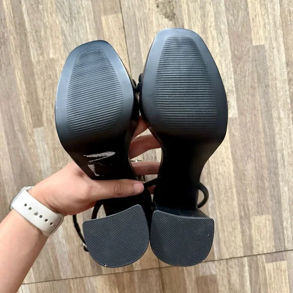 Steve Madden LOFTY Black Leather Platform Block Heels, women’s size 6 - Picture 8 of 8